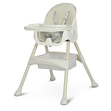 Стільчик для годування Bambi M 4136-2 Ice Gray (регулювання стільниці, складана конструкція)