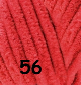 Нитки та пряжа для в'язання плюшева велюрова VELLUTO Веллюто ALIZE Алізе № 56 червоний
