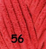 Нитки пряжа для вязания плюшевая велюровая VELLUTO Веллюто ALIZE Ализе № 56 красный