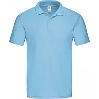 Хлопковая мужская футболка поло однотонная голубая - M, L, XL, 2XL, 3XL