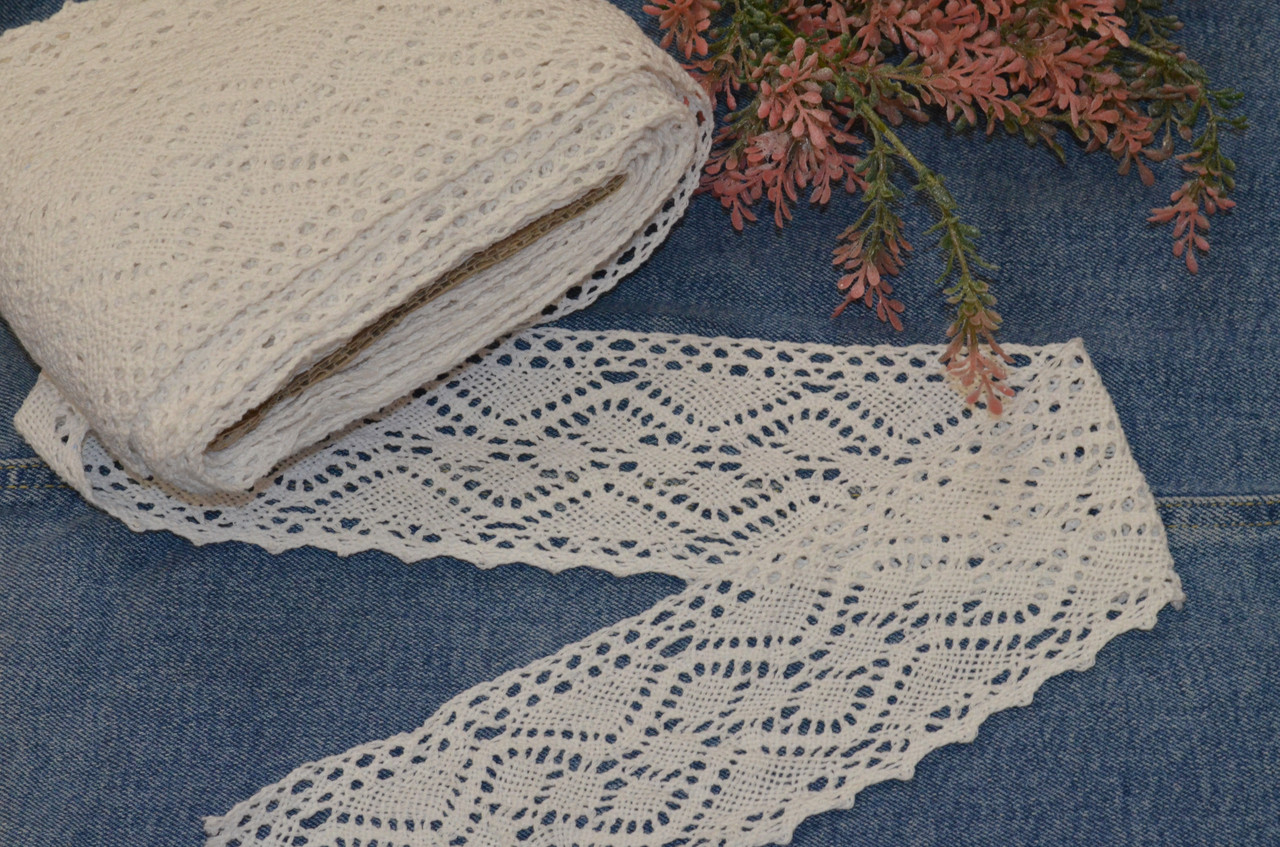 Мереживо 8 см бежева натуральна бавовняна, фото 1