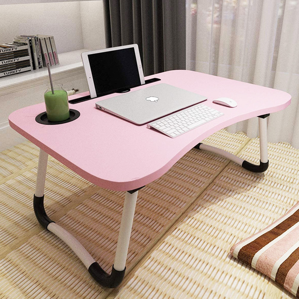 Складной столик-подставка для завтрака и ноутбука Портативный столик в кровать для планшета розовый - фото 3 - id-p1448125692