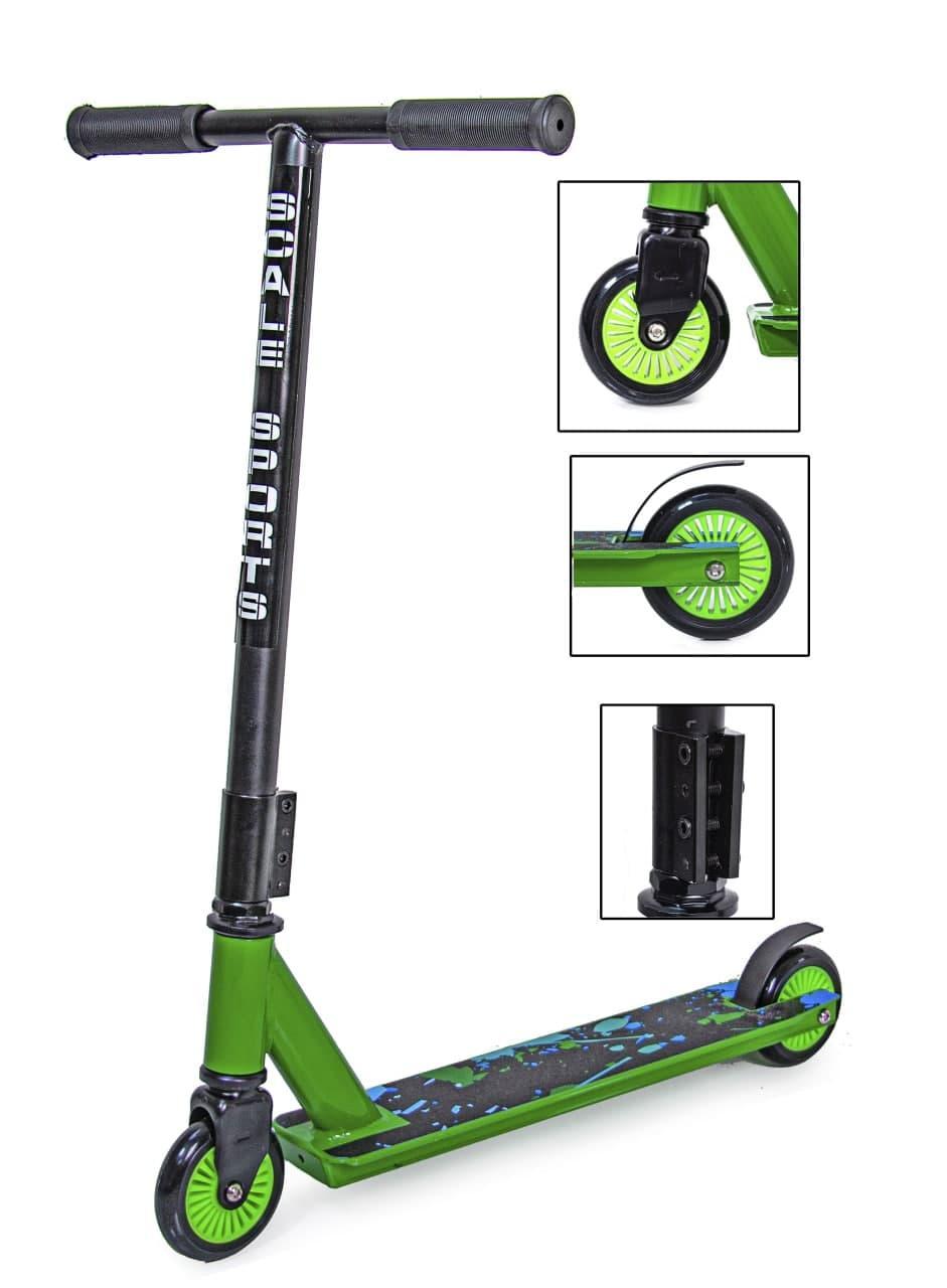 Трюковий самокат TURBO від Scale Sports на підшипниках Abec-7. Green