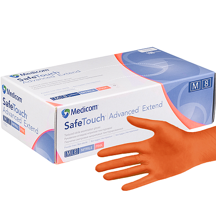 Рукавички нітрилові без талька Medicom 1117-С 100 шт., жовтогарячі М 5 г, фото 1