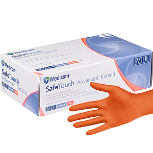 Рукавички нітрилові без талька Medicom 1117- B 100 шт., жовтогарячі S 5 г