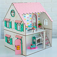 Кукольный домик для кукол ЛОЛ "Сказочный Домик" 2х-сторонний + Мебель 9 единиц