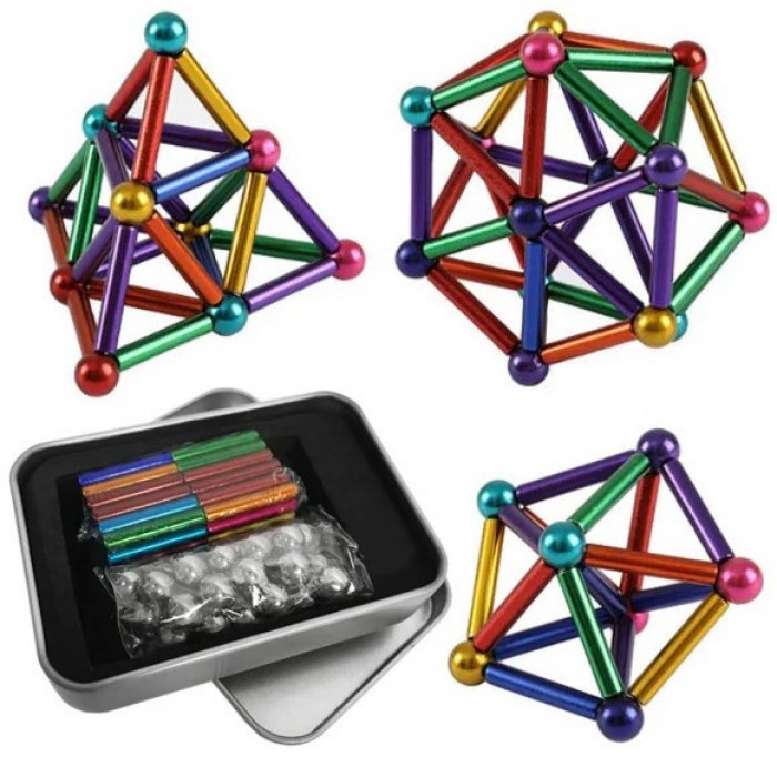 Магнітний конструктор Neo 64 деталі Різнобарвний, фото 1