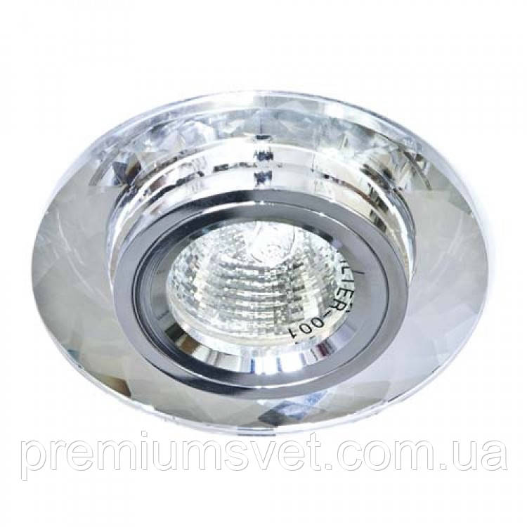 8050-2/ срібло-срібло світильник точковий, декор. скло MR16 50W, фото 1