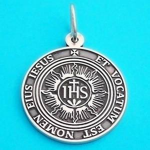 Срібний католицький медальйон IHS суспільство Христа підвіска зі срібла 925 проби (27 мм, 6.6 г)
