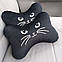 Декоративна подушка під голову зі стразами котик, чорна, фото 5