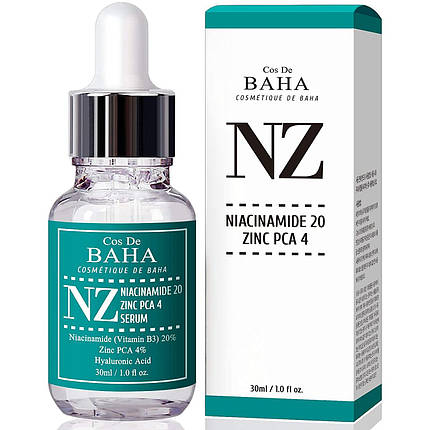Сироватка з ніацинамідом і цинком Cos De Baha Niacinamide 20% + Zinc 4% Serum, 30 мл, фото 1