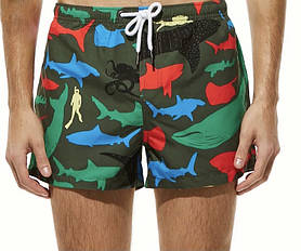 Шорти чоловічі купальні з морською тематикою, хакі