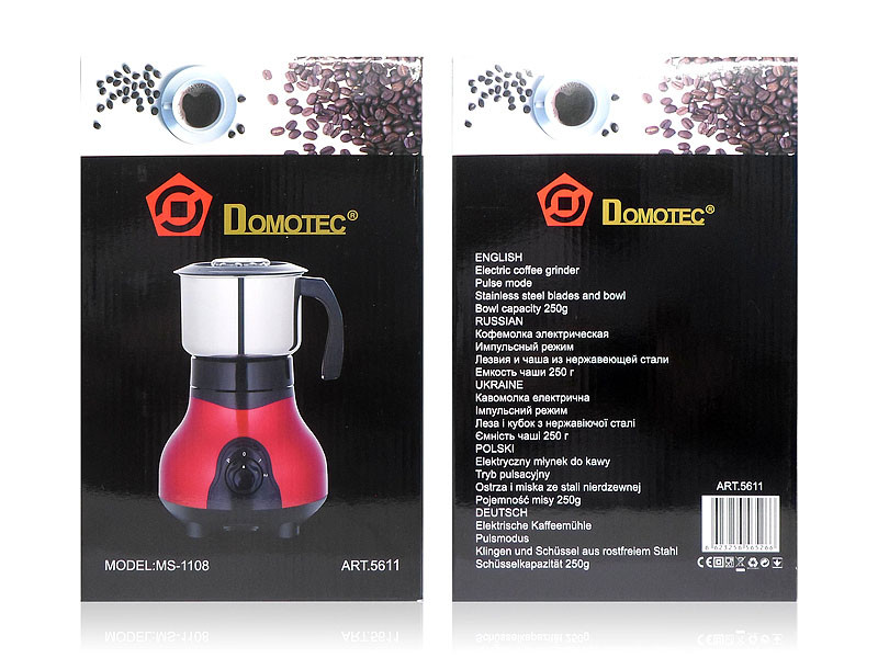 Кавомолка електрична 220В 150Вт Domotec MS-1108 6шт 8159