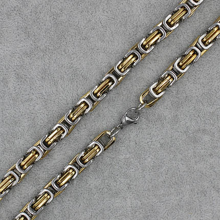 Чоловічий ланцюжок Steel Rage від Stainless Steel довжина 55 см. ширина 5 мм. золото зі сріблястими ланками, фото 2