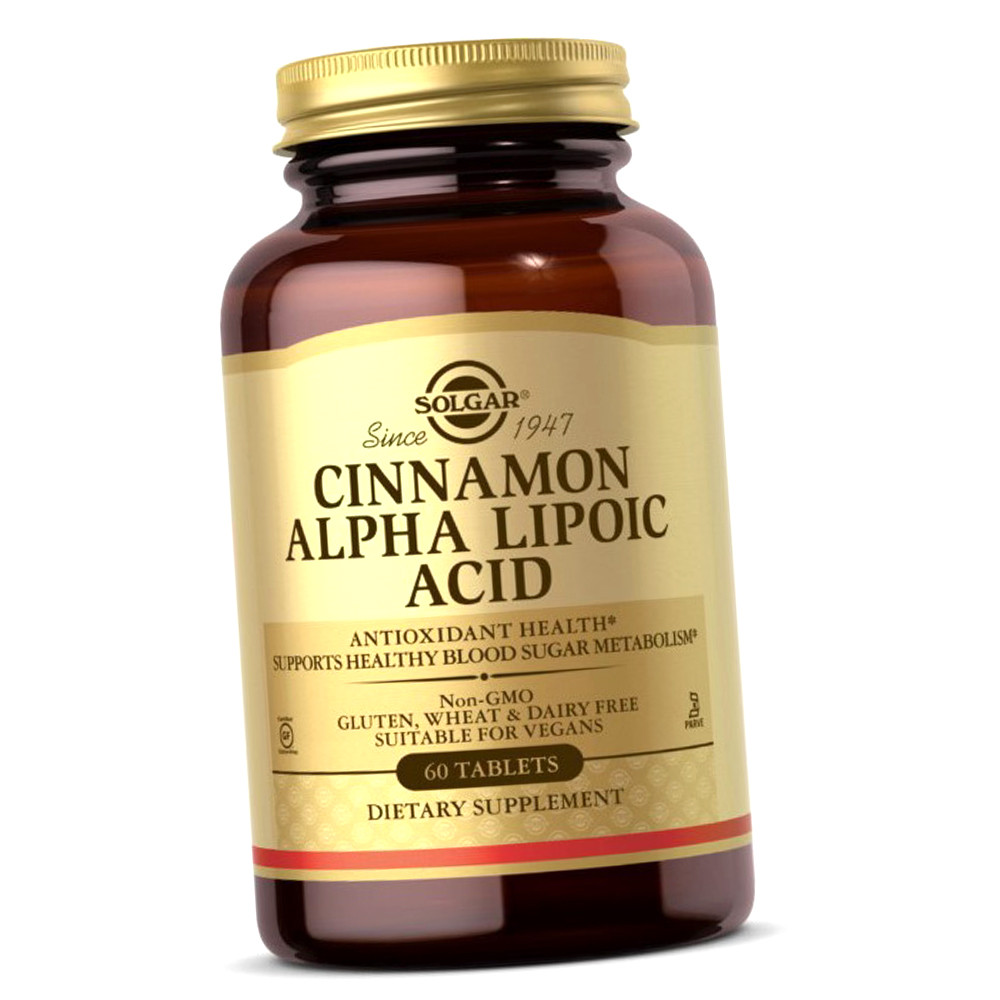 Альфа-ліпоєва кислота з корицею солгар Solgar Cinnamon Alpha Lipoic Acid 60 таблеток
