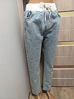 Женские голубые джинсы 48+ На резинке