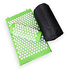ОПТ Акупунктурний масажний килимок із валиком — подушкою для масажу спини та ніг osport з бавовни зелений, фото 9