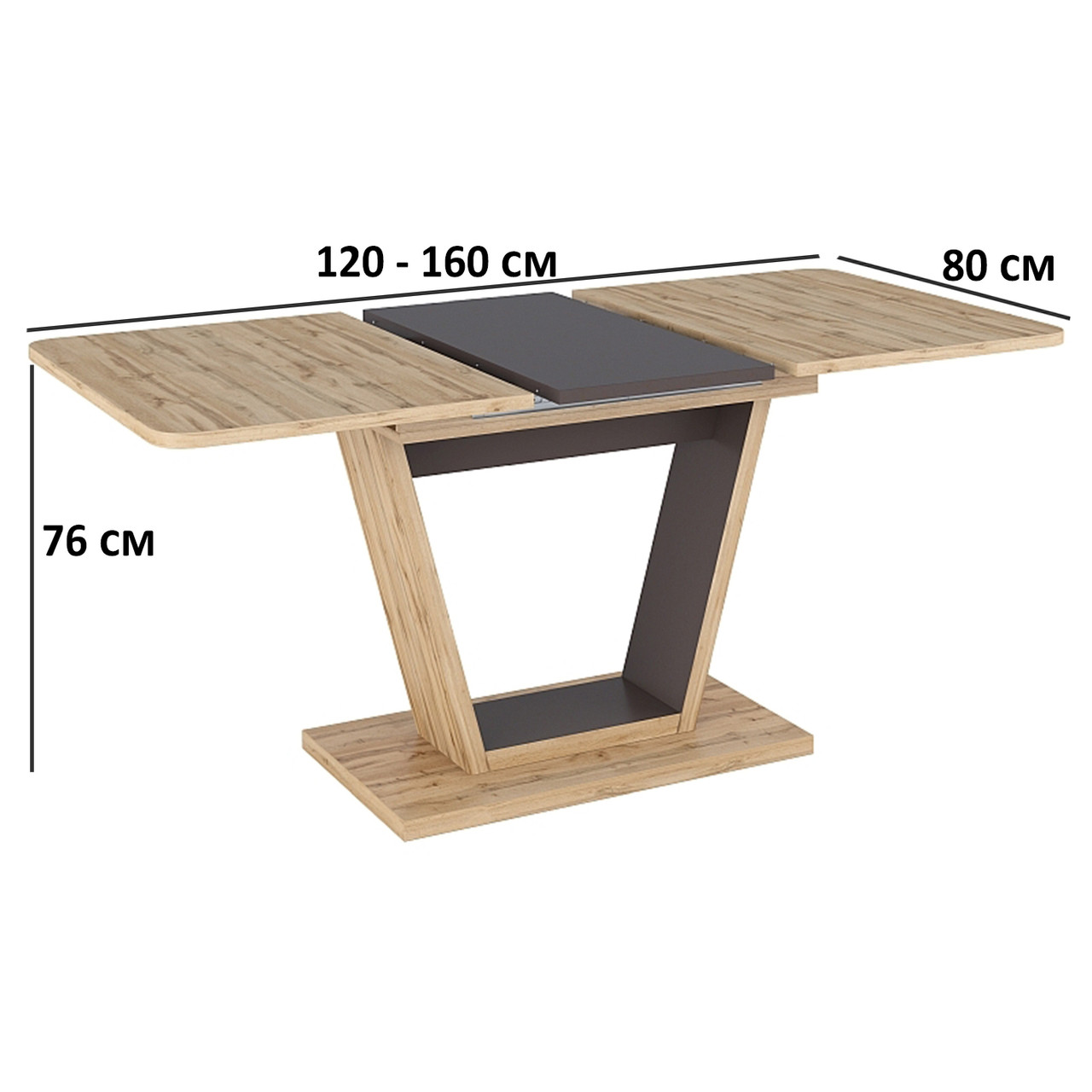 Сучасний обідній стіл розкладний Signal Nigel 120-160х80см з ЛДСП дуб вотан в стилі модерн, фото 1