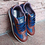 Туфлі-кросівки хлопчикам сині з коричневим, всередині клітина 36-З, фото 3