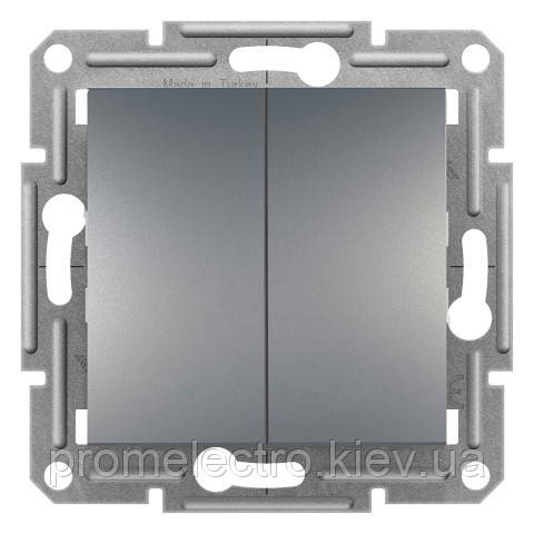 Перемикач Schneider-Electric Asfora 2-клавішний прохідний сталь (EPH0600162)