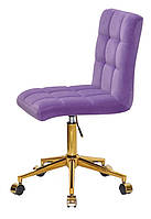 Стілець Augusto GD-Modern Office, пурпуровий 1013 велюр на золотій хромованій хрестовині з колесами, фото 4