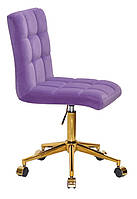 Стілець Augusto GD-Modern Office, пурпуровий 1013 велюр на золотій хромованій хрестовині з колесами, фото 2