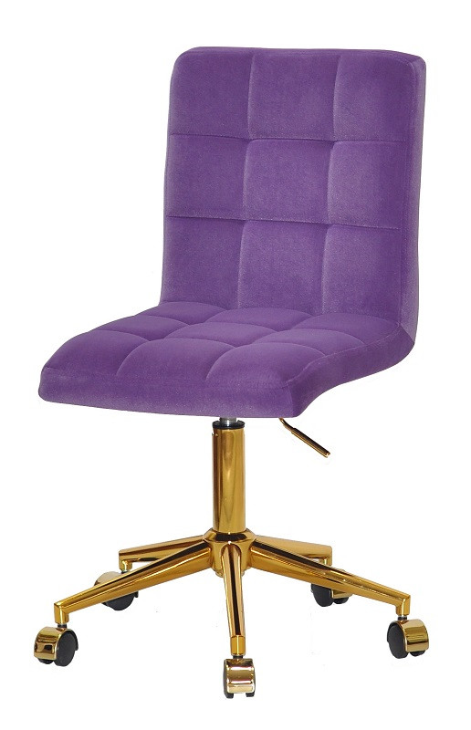 Стілець Augusto GD-Modern Office, пурпуровий 1013 велюр на золотій хромованій хрестовині з колесами, фото 1