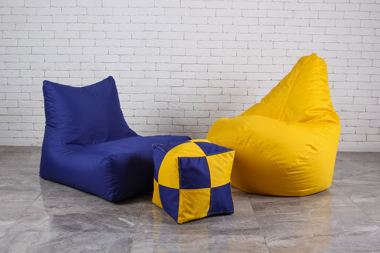 Набір крісло мішків Ukraine (кресло груша, диван, пуф) набір безкаркасної м'якої меблі  Україна