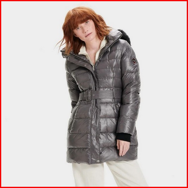 Жіноча пухова куртка UGG Valerie Belted Down Coat II ОРИГІНАЛ (розмір xs, s, m, l) сіра