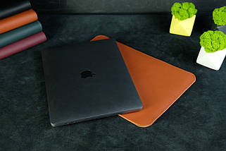 Шкіряний чохол для MacBook Air 13" (2018-2021) Дизайн №2, шкіра Grand, колір Коньяк, фото 6