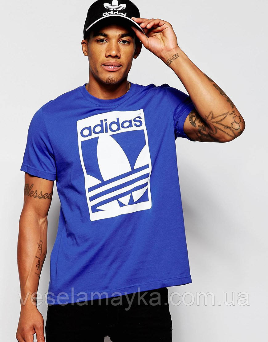 Синя футболка з логотипами "Adidas" (Адідас)