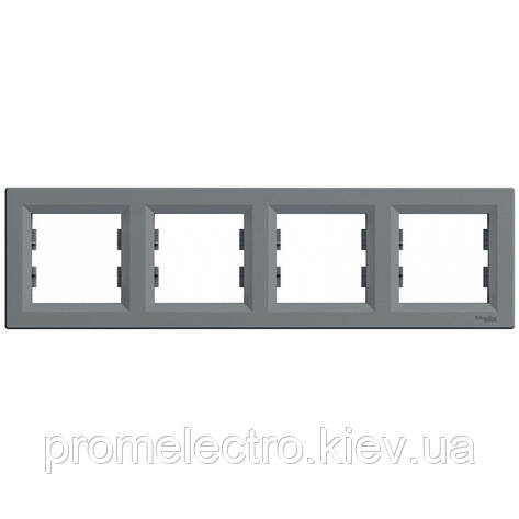 Рамка Schneider-Electric Asfora 4-постова горизонтальна сталь (EPH5800462), фото 1