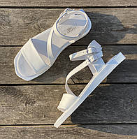 Босоножки женские натуральные кожаные сандалии кожа летние на ровной подошве белые 37 размер MKraFVT 0353 2022
