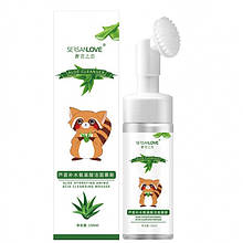Пінка-мус з щіточкою для вмивання Sersanlove Aloe Hydrating Amino Acid Facial Cleanser Mousse з екстрактом