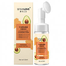 Пінка-мус з щіточкою для вмивання Sersanlove Avocado Honey Cleansing Foam з екстрактом авокадо і меду, 120мл