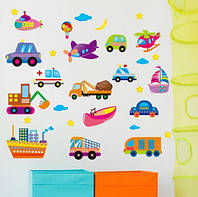 Виниловая интерьерная наклейка на стену в детскую комнату Машинки. Воздушный транспорт. Кораблики 2008