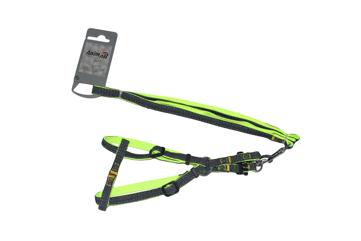 Шлея з повідцем для собак AnimAll HJ-LH 215 Denim leash Green 10х1200 мм