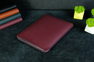 Кожаный чехол для MacBook Дизайн №1, натуральная кожа Grand, цвет Бордо