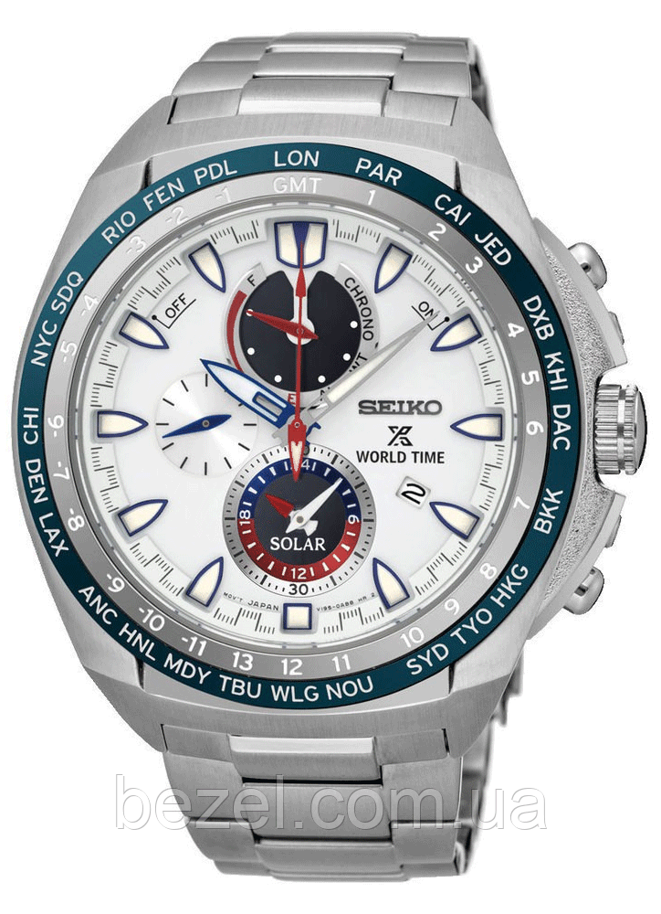 Чоловічий годинник Seiko SSC485P1 Solar Chronograph World Time Sapphire