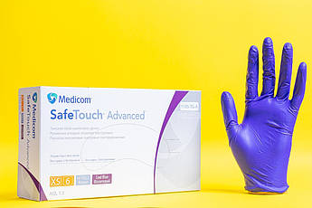 Нітрилові рукавички safe touch medicom колір фіолетовий лаванда ,уп/100 шт. M