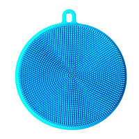 Универсальная силиконовая губка-щетка для мытья посуды синяя (NR0029)