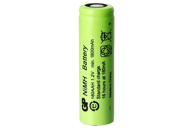 Акумулятор промисловий GP 180AAH-B, Ni-MH AA, 1800 mAh, 1.2V, 2.2Wh, 5.4A, flat top, фото 1