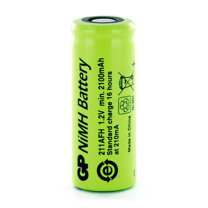 Акумулятор промисловий GP 211AFH, Ni-MH 4/5A, 2100 mAh, 1.2V, 2.5Wh, 6.3 A, flat top, фото 2