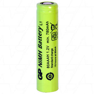 Акумулятор промисловий GP 80AAAH-B, Ni-MH AAA, 800 mAh, 1.2V, 0.96Wh, 2.4A, flat top