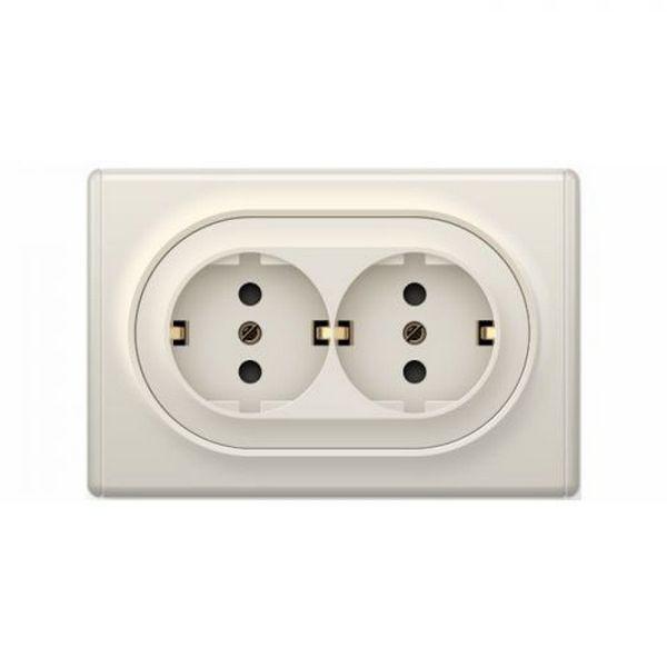 Розетка подвійна в зборі з заземленням бежевий Florence OneKeyElectro 1E10401301