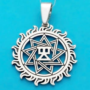 Чертог Діви в Сонце срібний слов'янський оберіг - амулет зі срібла 925 проби (⌀30 мм, 5.5 г)