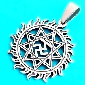 Чертог Вепра в Сонце срібний слов'янський оберіг - амулет зі срібла 925 проби (⌀30 мм, 7.5 г)