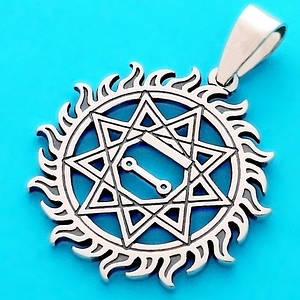 Чертог Щуки в Сонце срібний слов'янський оберіг - амулет зі срібла 925 проби (⌀30 мм, 7.4 г)