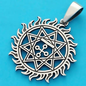 Чертог Змії в Сонце срібний слов'янський оберіг - амулет зі срібла 925 проби (⌀30 мм, 7.5 г)