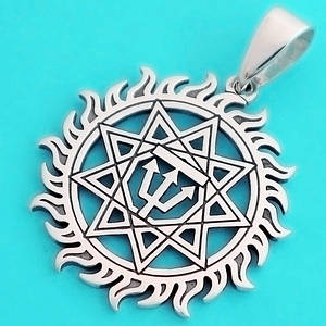 Чертог Ворона в Сонце срібний слов'янський оберіг - амулет зі срібла 925 проби (⌀30 мм, 7 г)